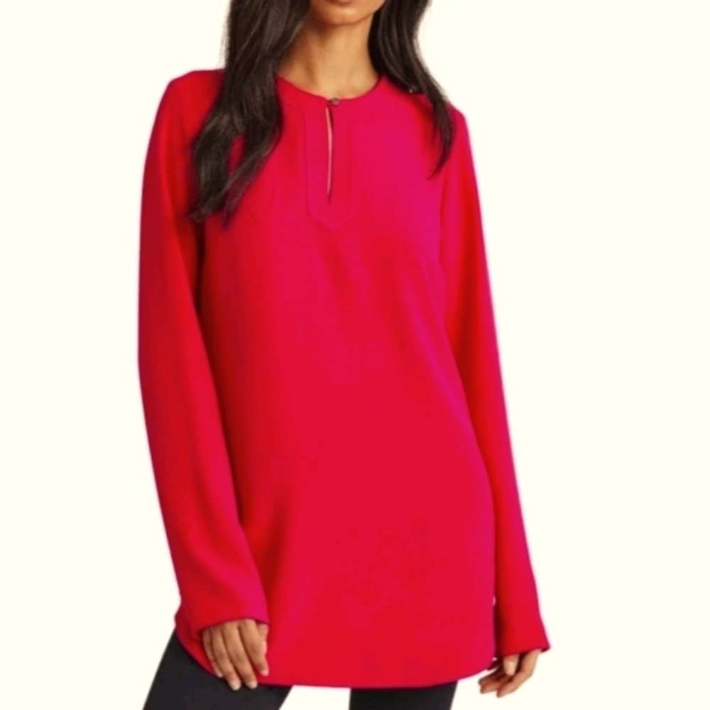 Lauren Ralph Lauren Keyhole Front Georgette Tunic - Picture 1 of 16